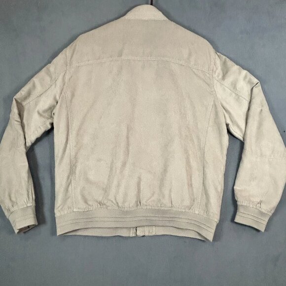 Zara Man Jacket Mens Size XL Beige Bomber Jacket Zipper Pocket Mesh Interior - Picture 2 of 10